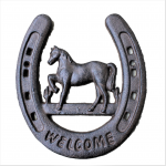 G044- CAST IRON WELCOME HORSE SHOE  WALL DECOR 